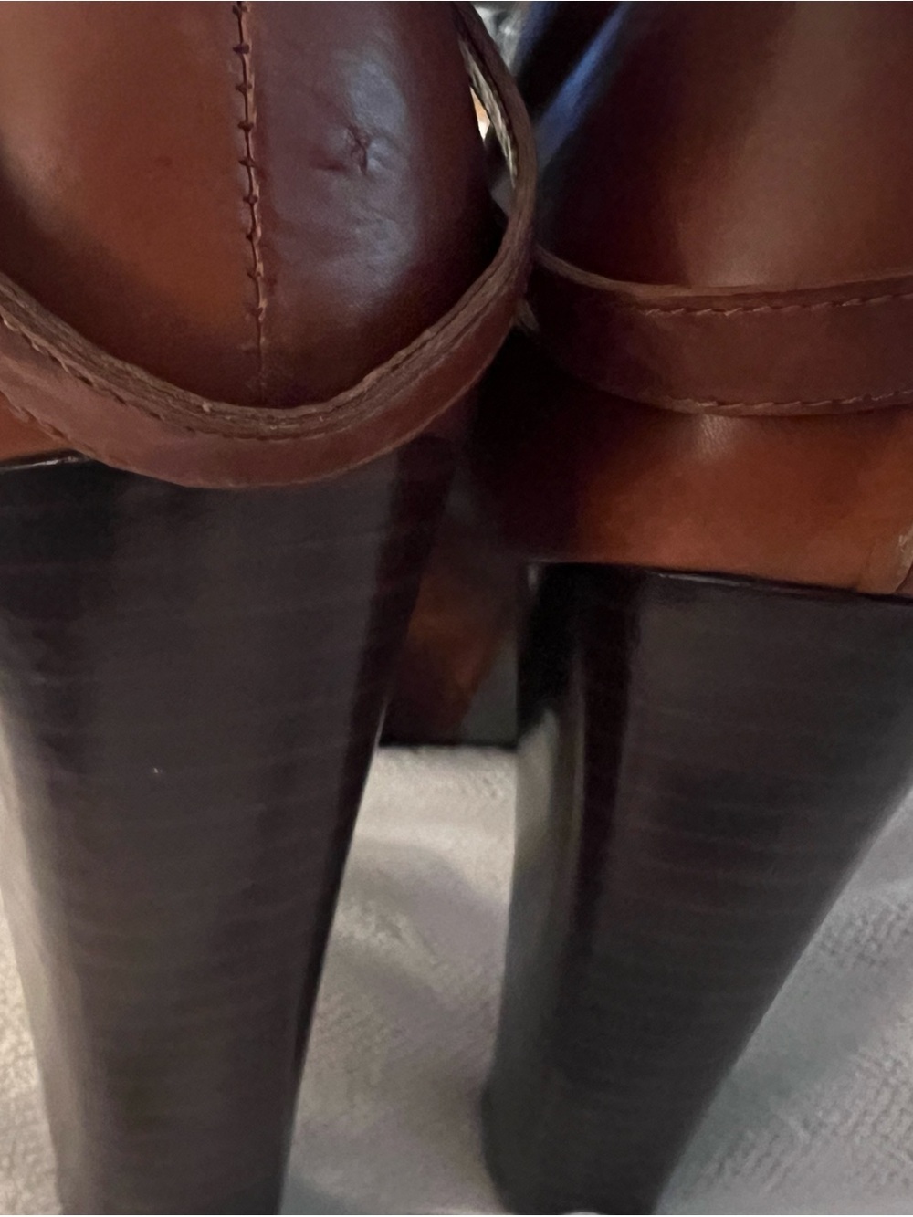 Stuart Weitzman Cognac Brown Leather Block Heel Ankle Booties - Picture 8 of 11